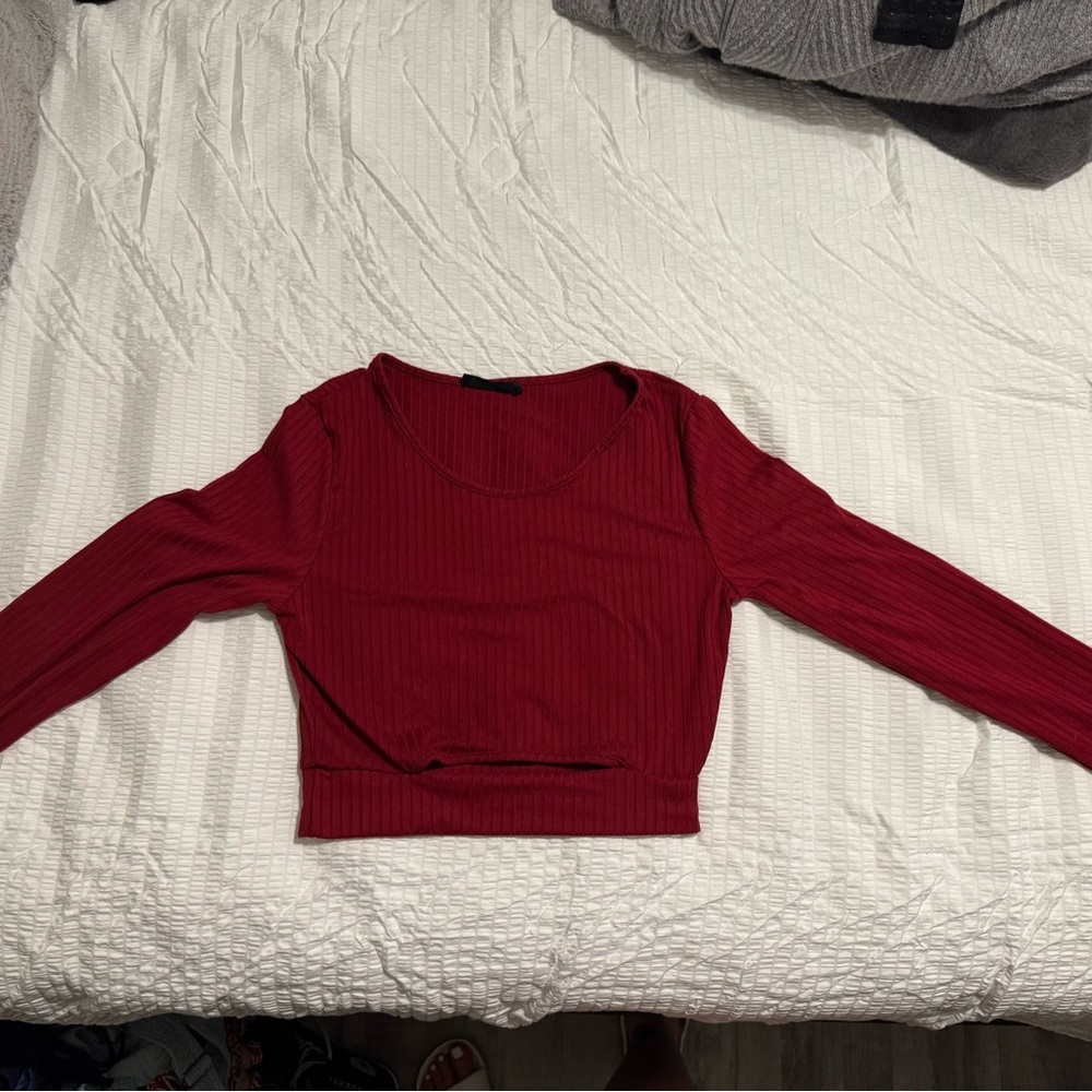 Women's Red Long Sleeve Top